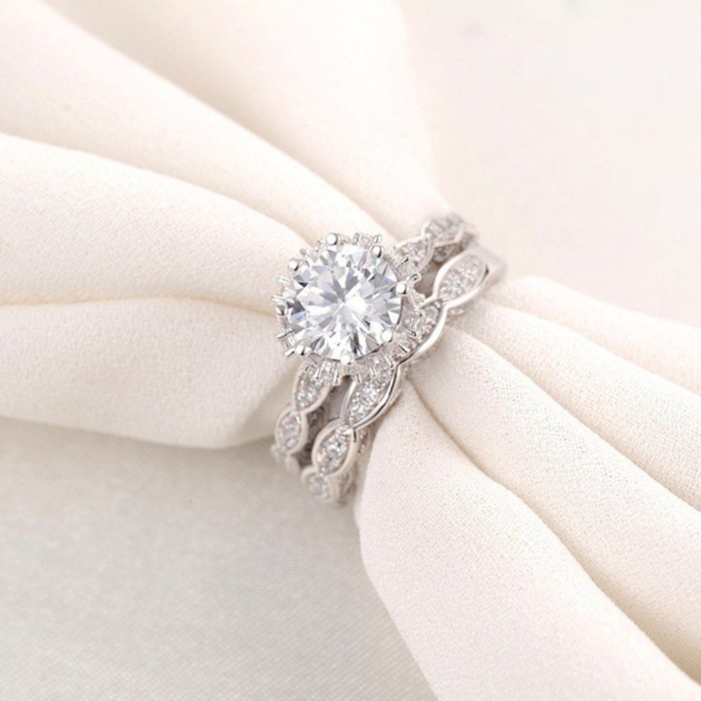 💥 Luxury Shiny Big Round Gems Inlaid Beautiful Wedding Ring for Women, EVGG1135